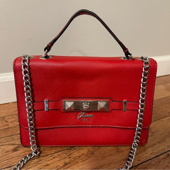 Guess Cherie Convertible Crossbody Flap Bag in Red - Picture 2 of 16
